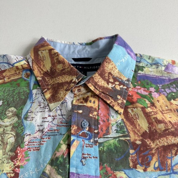 Tommy Hilfiger Mens Graphic Short Sleeve Button Down Camp Shirt Size Medium - Picture 5 of 9